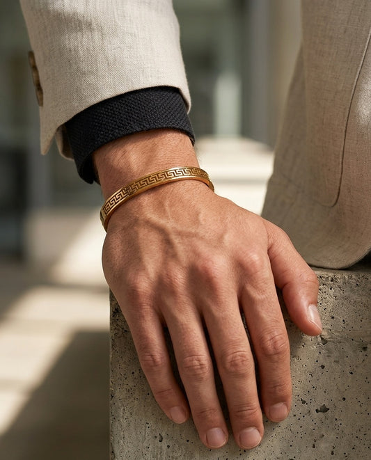 Greek Edge Cuff Bracelet – 18KT Gold Plated