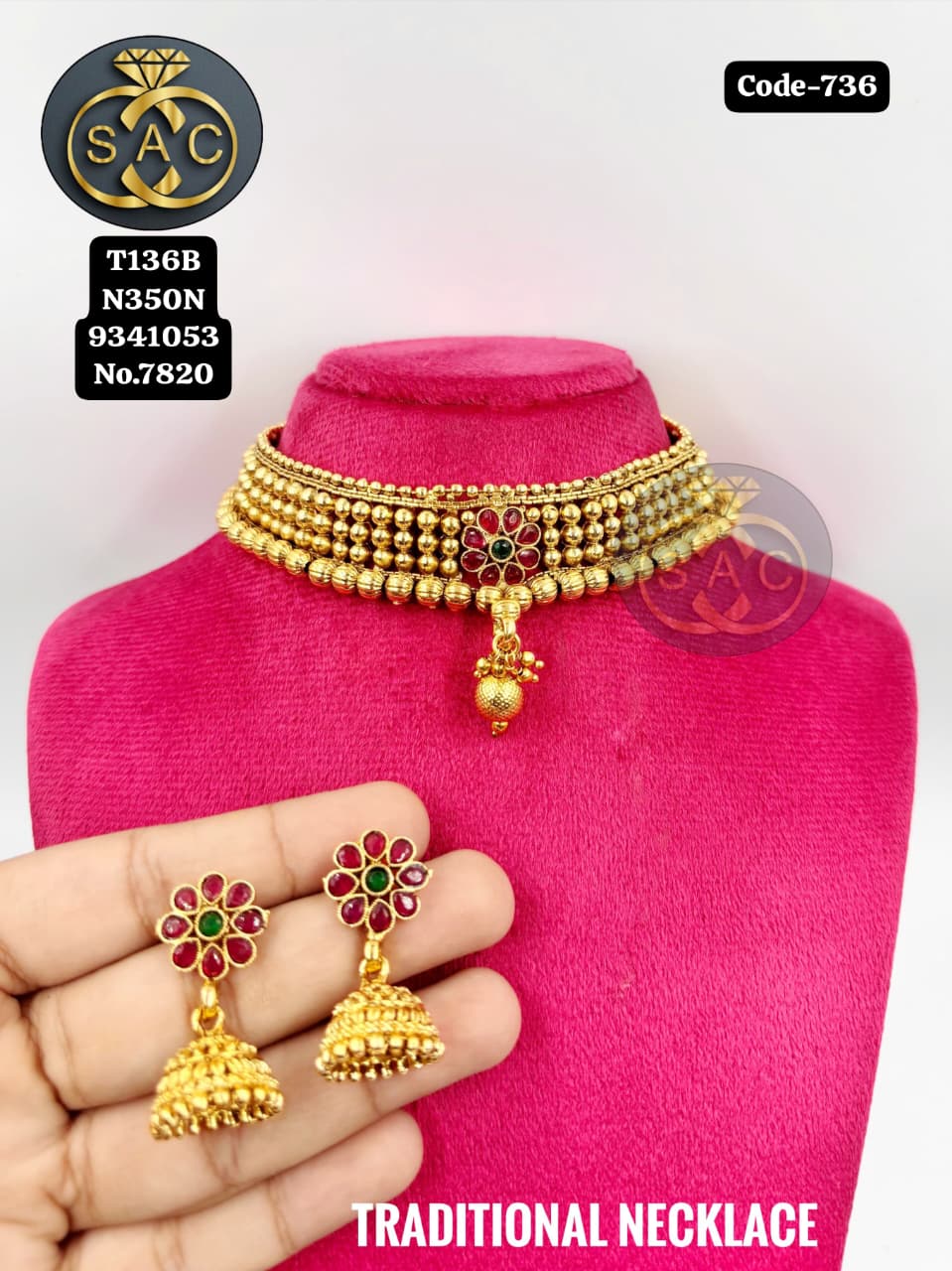 Premium Quality Treditional Short Necklace - 736