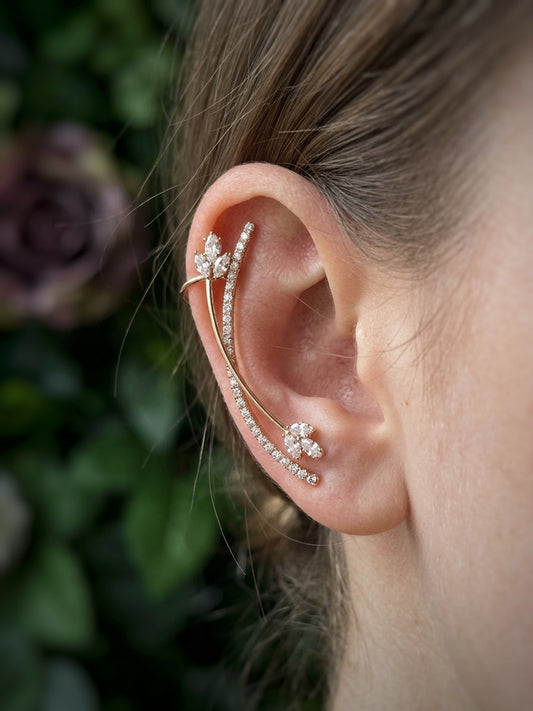 Royal Blossom Ear Cuffs – 18KT Gold Plated