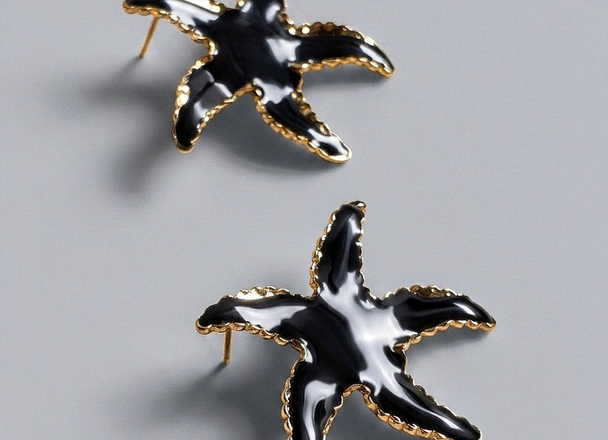Black Starfish Elegance Earrings