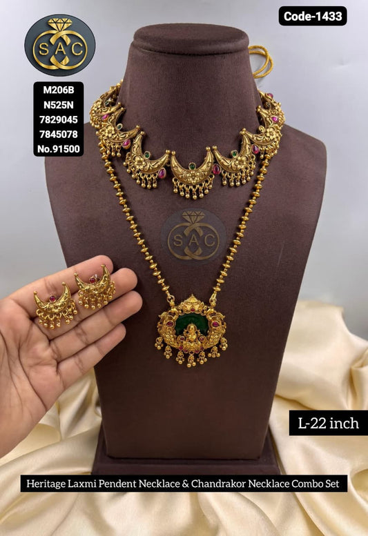 Premium Quality Heritage Laxmi pendant Necklaces Combo Set -1433