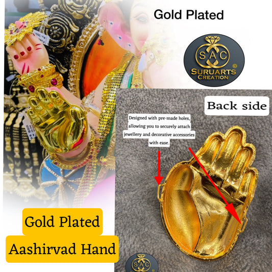 Gold Plated Aashirvad Hand for 1.5–1.75 Feet Ganesha Idoll