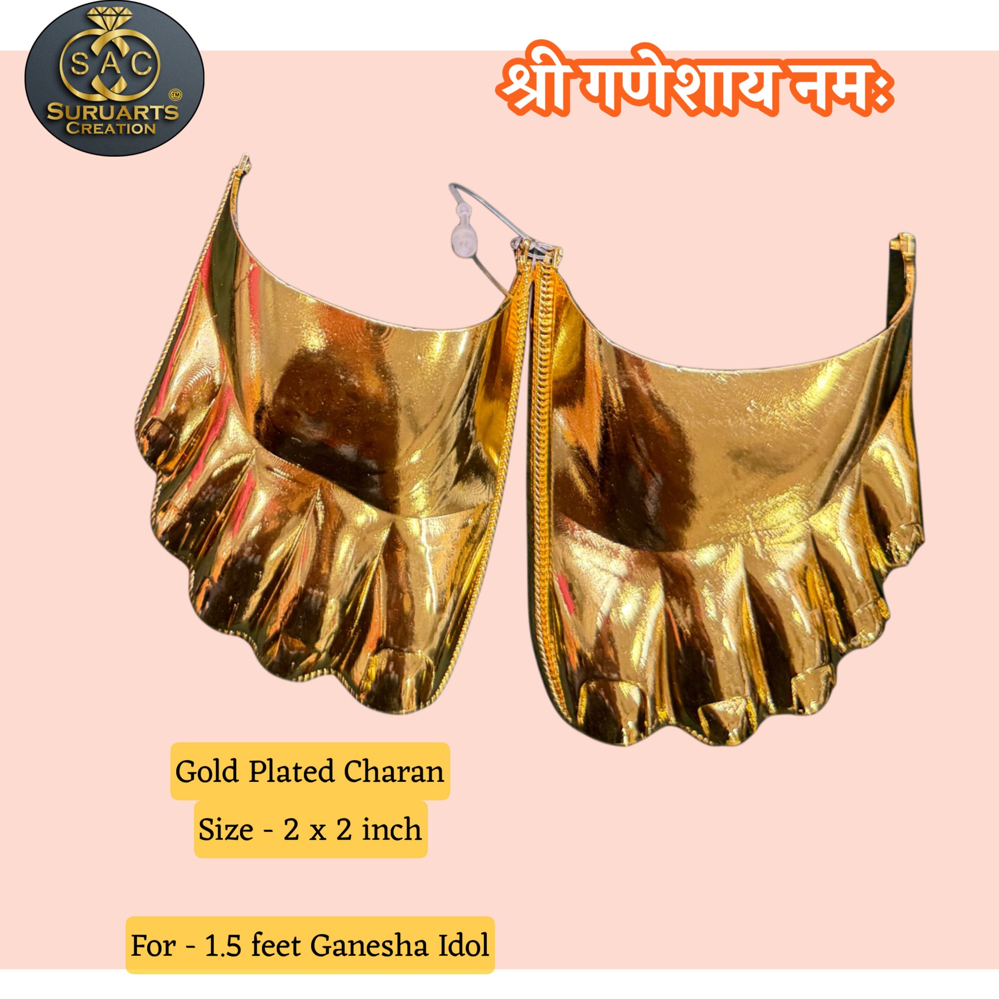 Gold Plated Charan for 1.5 Feet Ganesha Idol