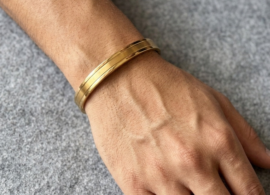 Titan Edge 18KT Gold Plated Men's Cuff Bracelet