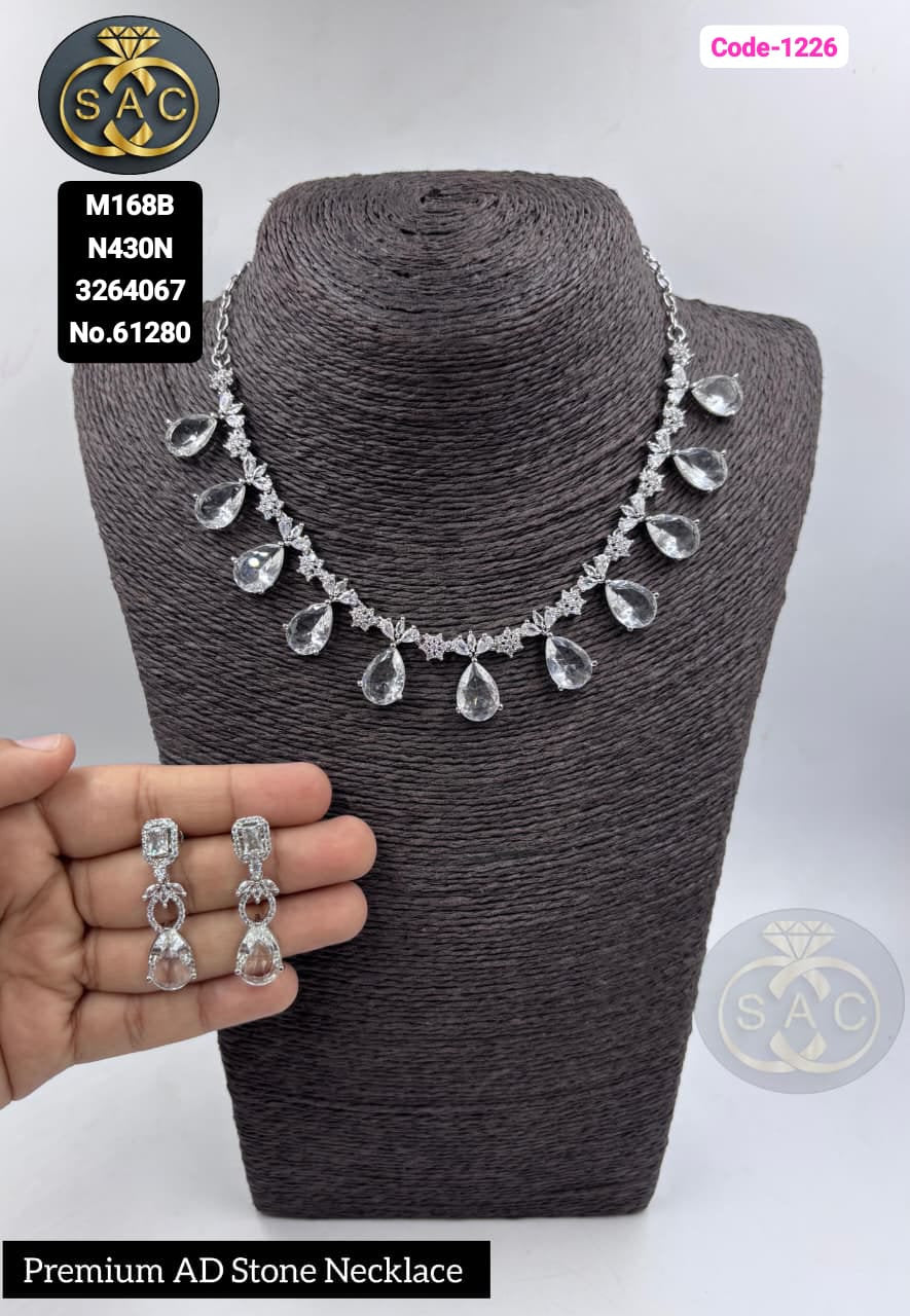 Fancy AD stone Necklace set - 1226