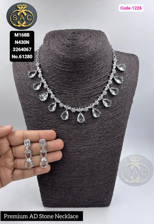 Fancy AD stone Necklace set - 1226