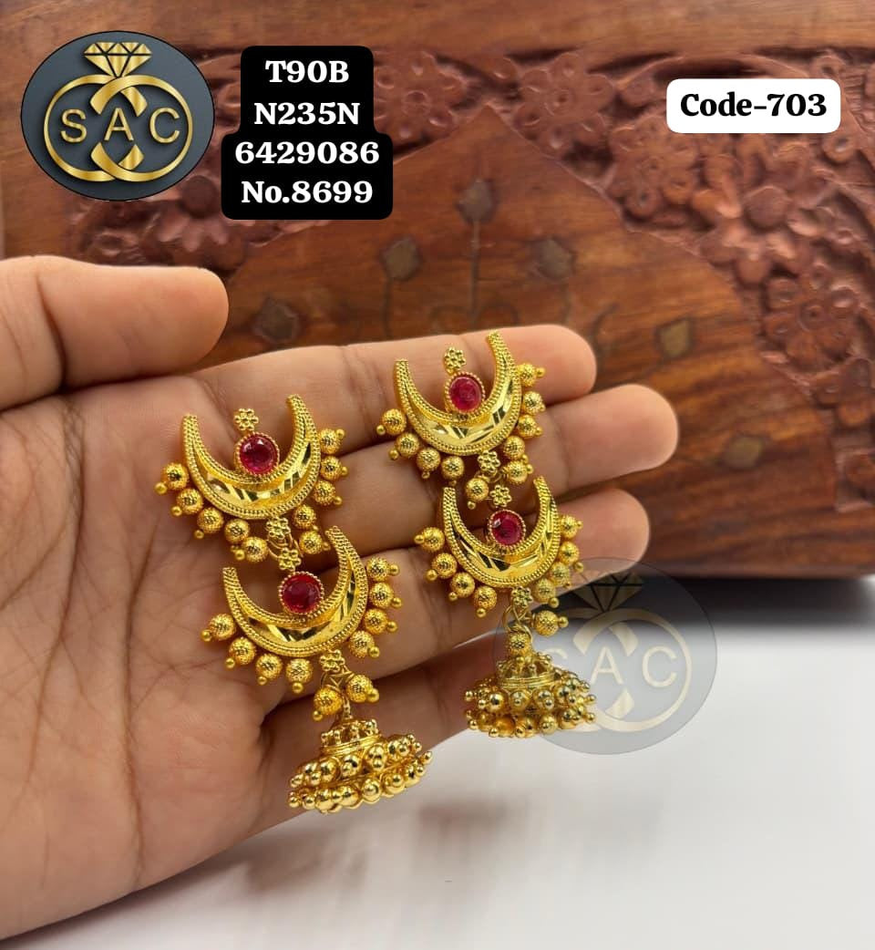Premium quality Micro Gold चन्द्रकोर Earrings* - 703