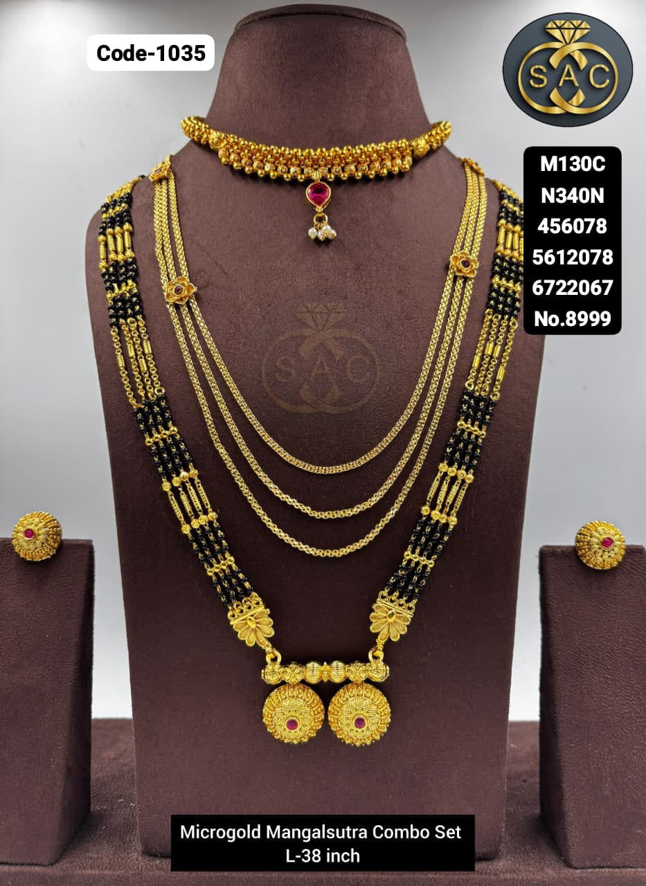 Micro Gold Mangalsutra combo Set - 1035