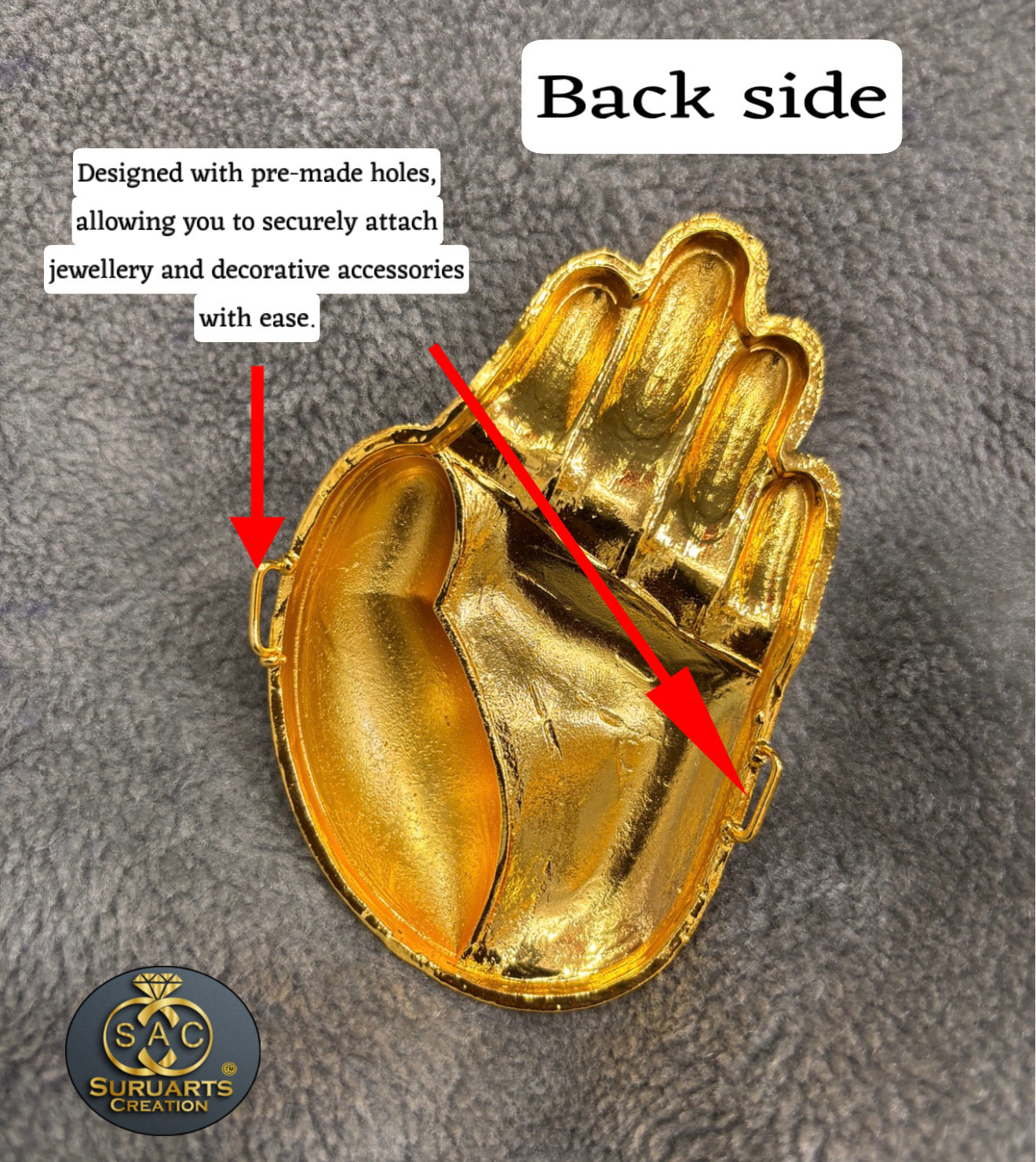 Gold Plated Aashirvad Hand for 3–3.5 Feet Ganesha Idol