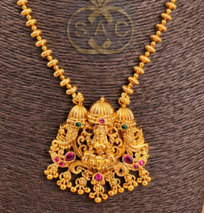 Premium Quality Matte गजलक्ष्मी Necklace Combo Set - 1382