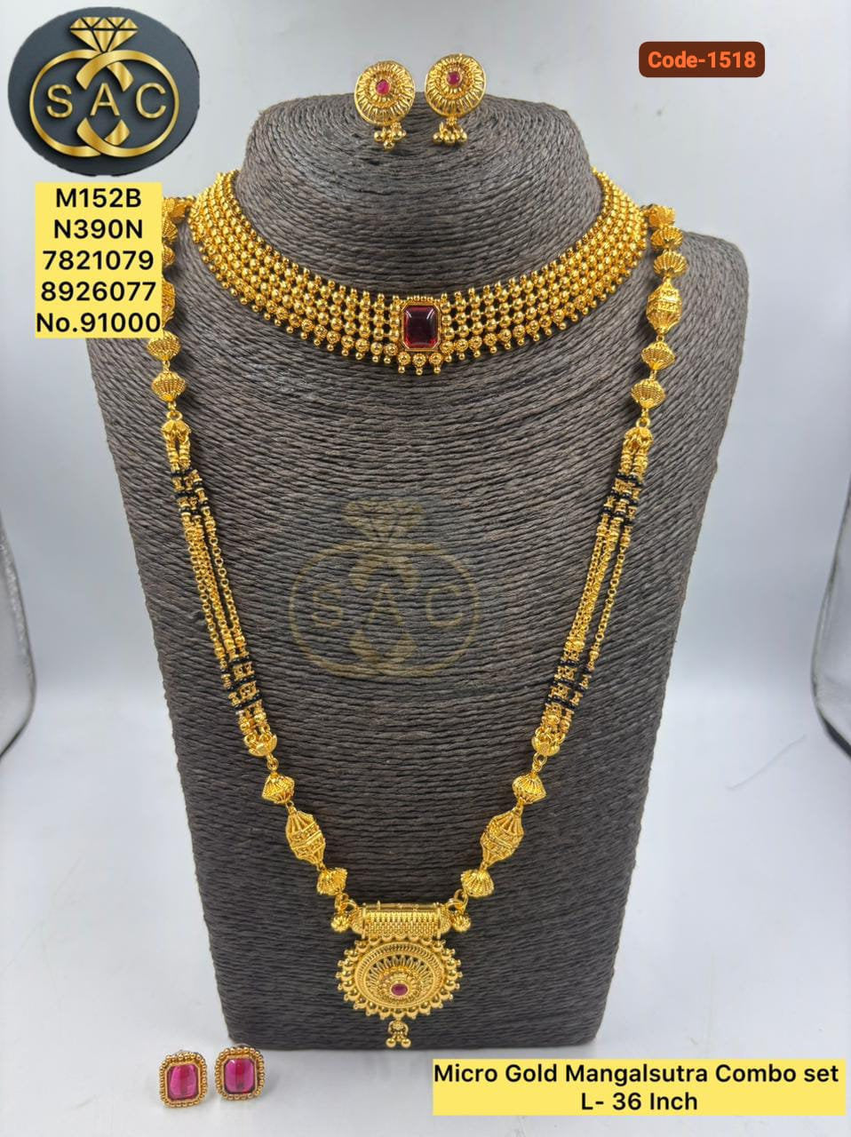 Micro Gold Mangalsutra Combo Set - 1518