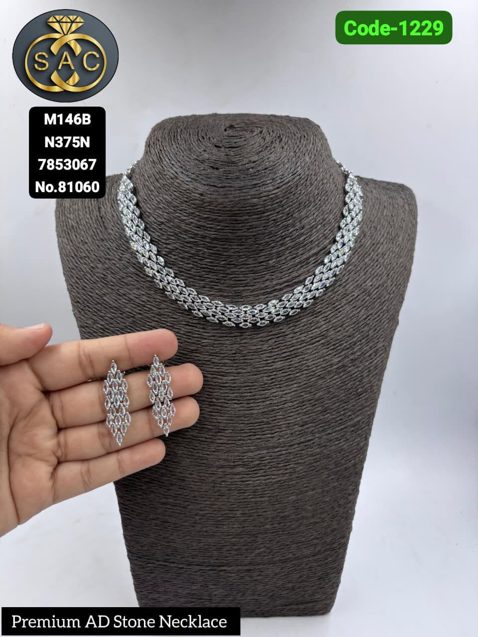 Fancy AD stone Necklace set - 1229