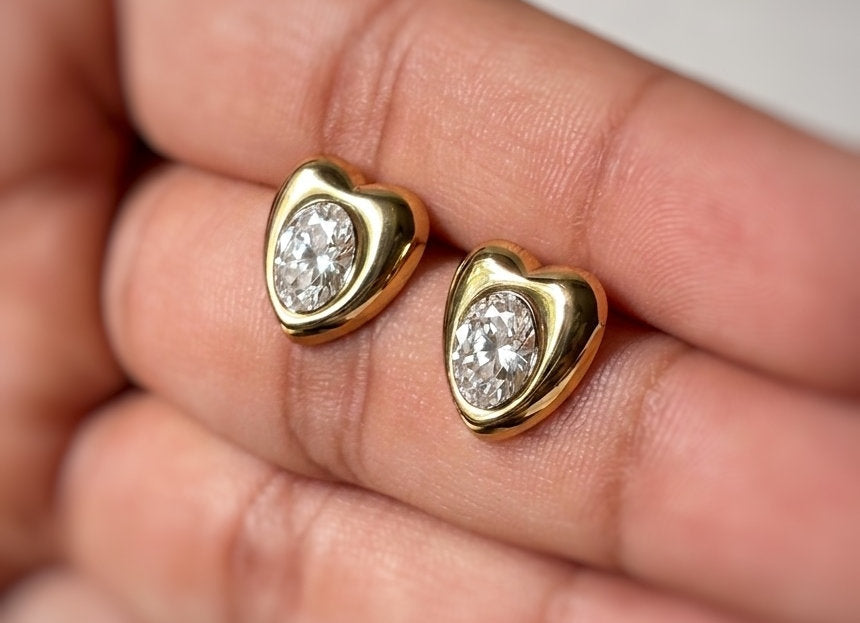 18 KT Gold Plated Elegant Heart Stud Earrings