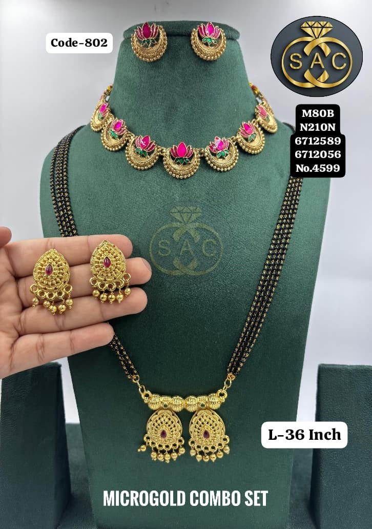 Micro Gold Mangalsutra combo Set - 802