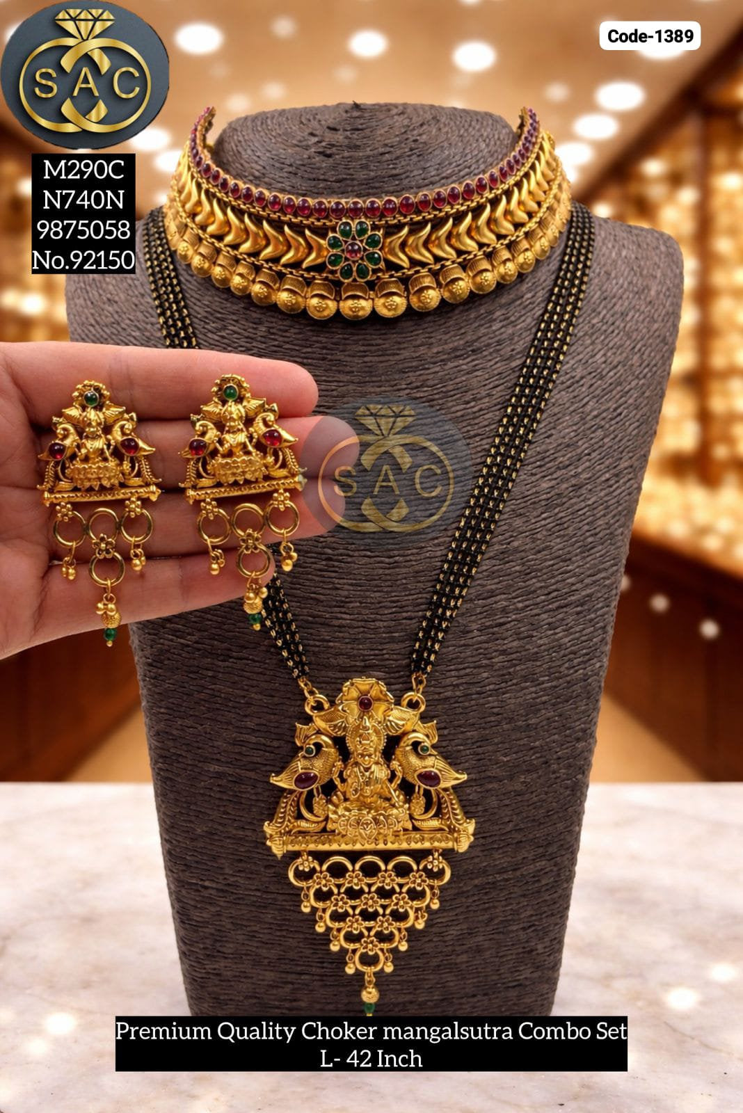 Premium Quality Heritage Choker Mangalsutra combo set - 1389