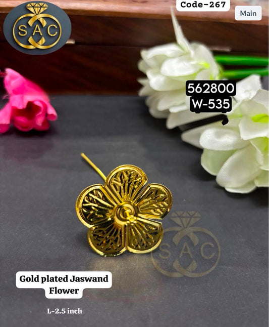 Gold Plated Ganesh Jaswand Flower 2.5 Inch for Ganesha Idol – Premium Copper