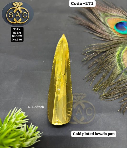 Gold Plated Ganesh Kevda Paan 4.8 Inch for Ganesha Idol