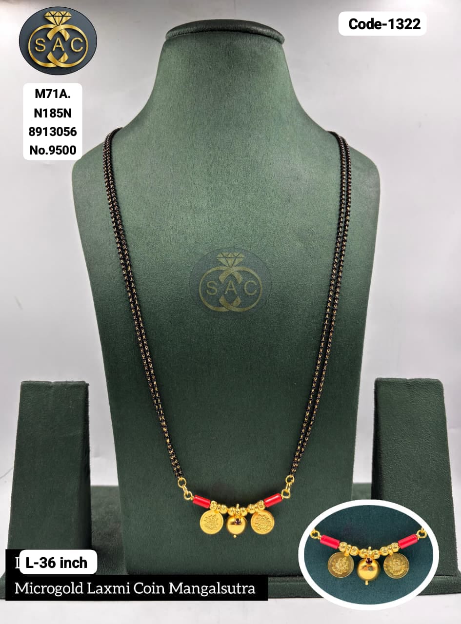 Micro Gold Laxmi Coin Mangalsutra - 1322