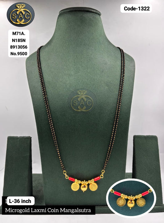 Micro Gold Laxmi Coin Mangalsutra - 1322