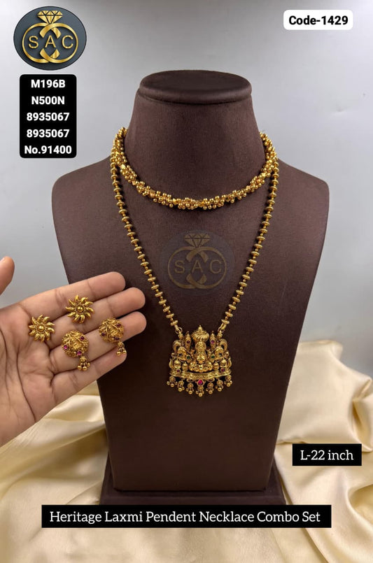 Premium Quality Heritage  Laxmi pendant Necklaces Combo Set-1429