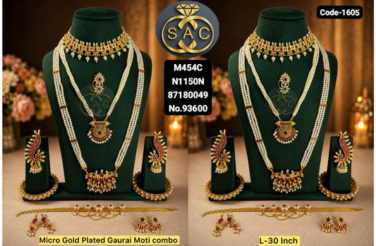 New Micro Gold plated Gourai Moti  Combo Set Available Bangles size - 1605