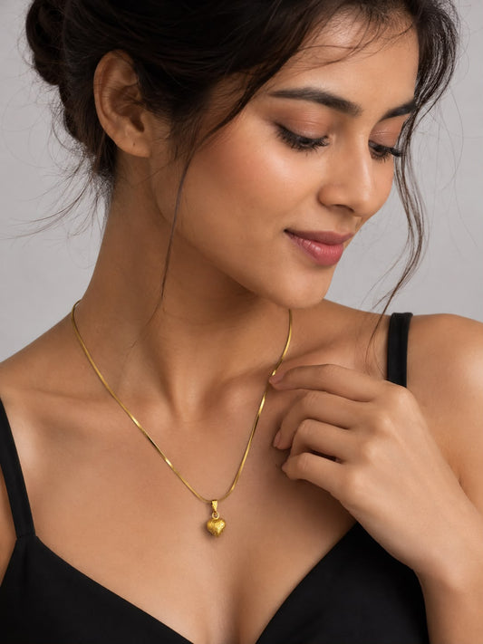AquaShield Heart Pendant Chain – 18KT Gold Plated Waterproof Necklace