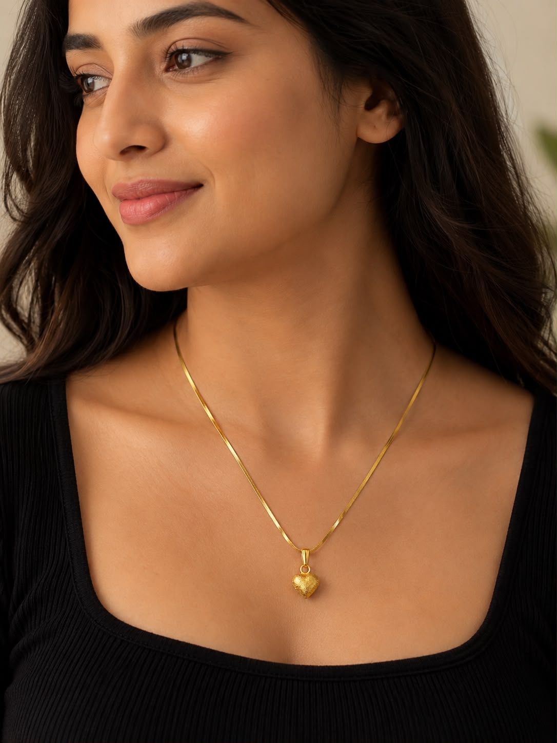 AquaShield Heart Pendant Chain – 18KT Gold Plated Waterproof Necklace
