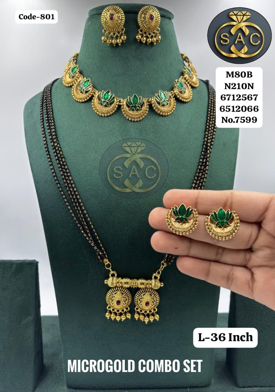 Micro Gold Mangalsutra combo Set - 801