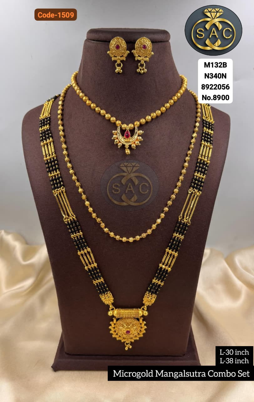 New Micro Gold Mangalsutra Combo Set - 1509