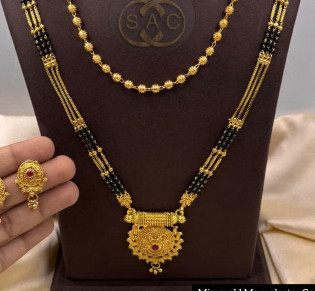 Micro Gold Mangalsutra Combo Set - 1447