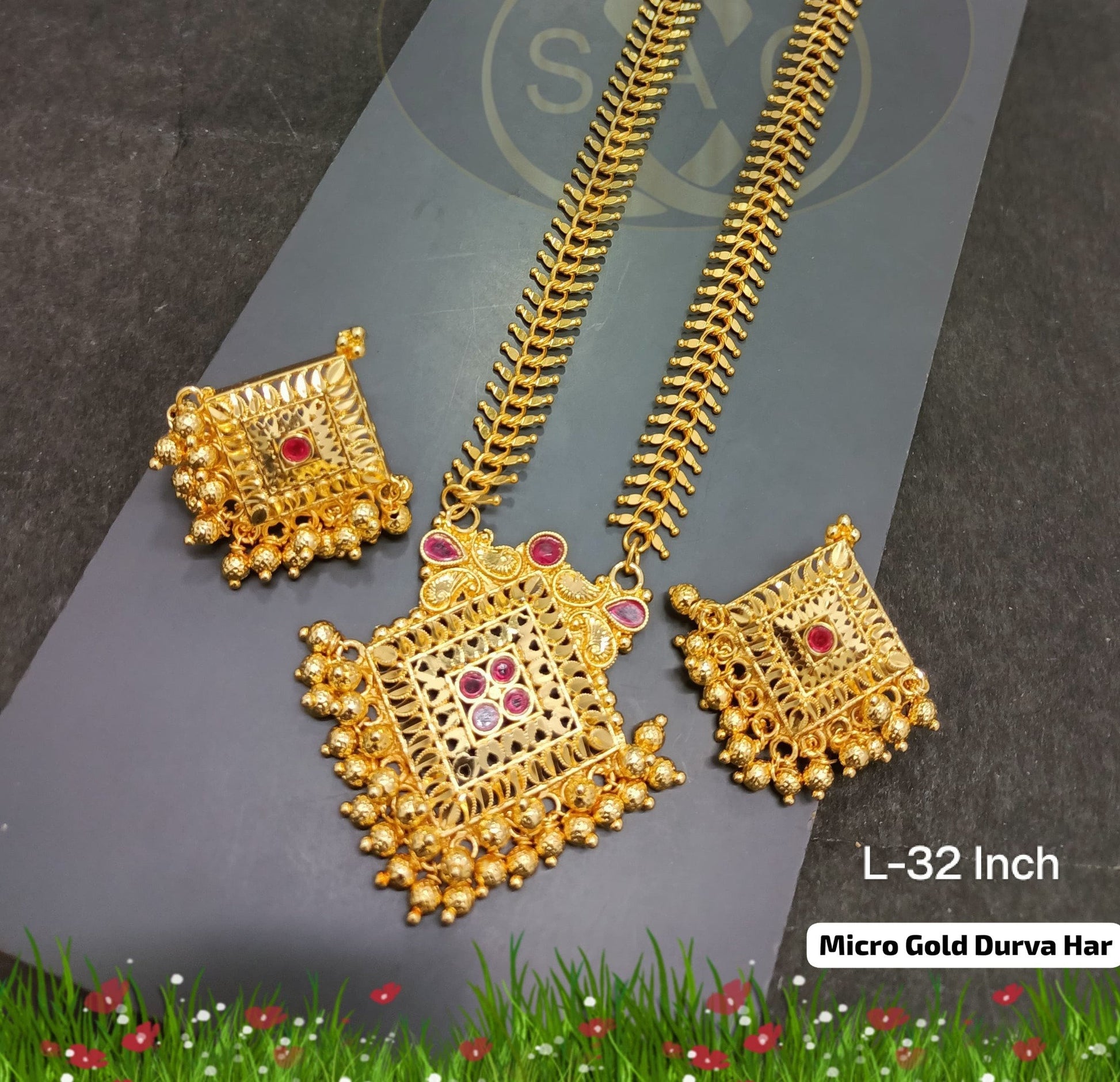 Premium Quality Micro Gold Durva Har Set