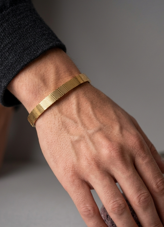 Auric Wave 18 KT Gold Plated Men's Kada