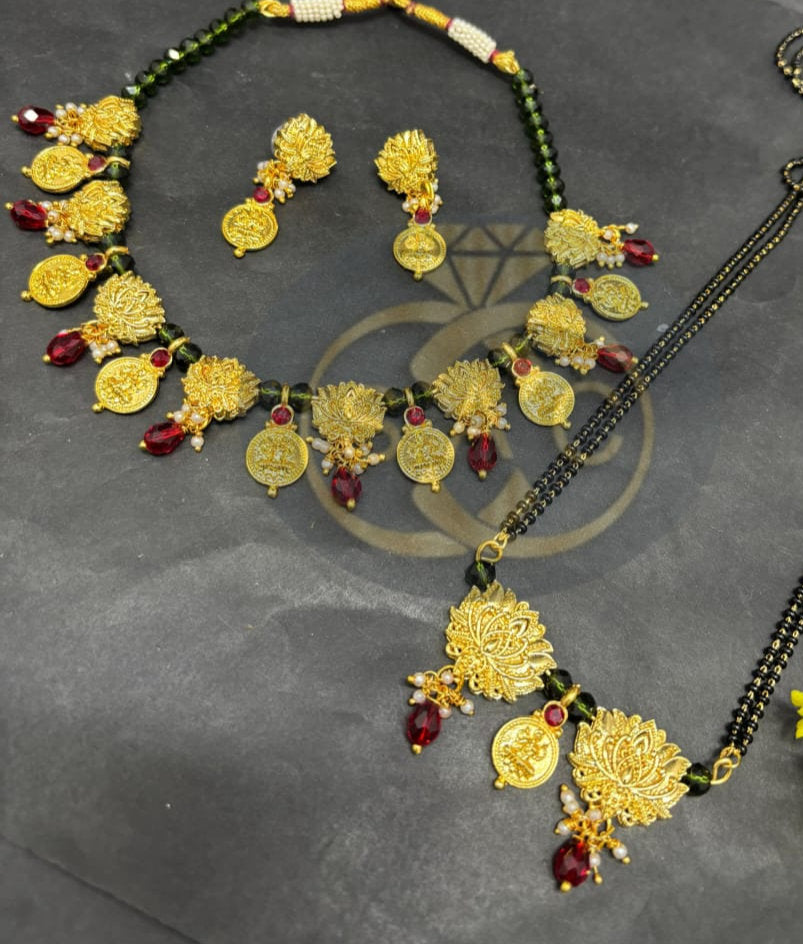 Handmade Necklace Mangalsutra Combo Set