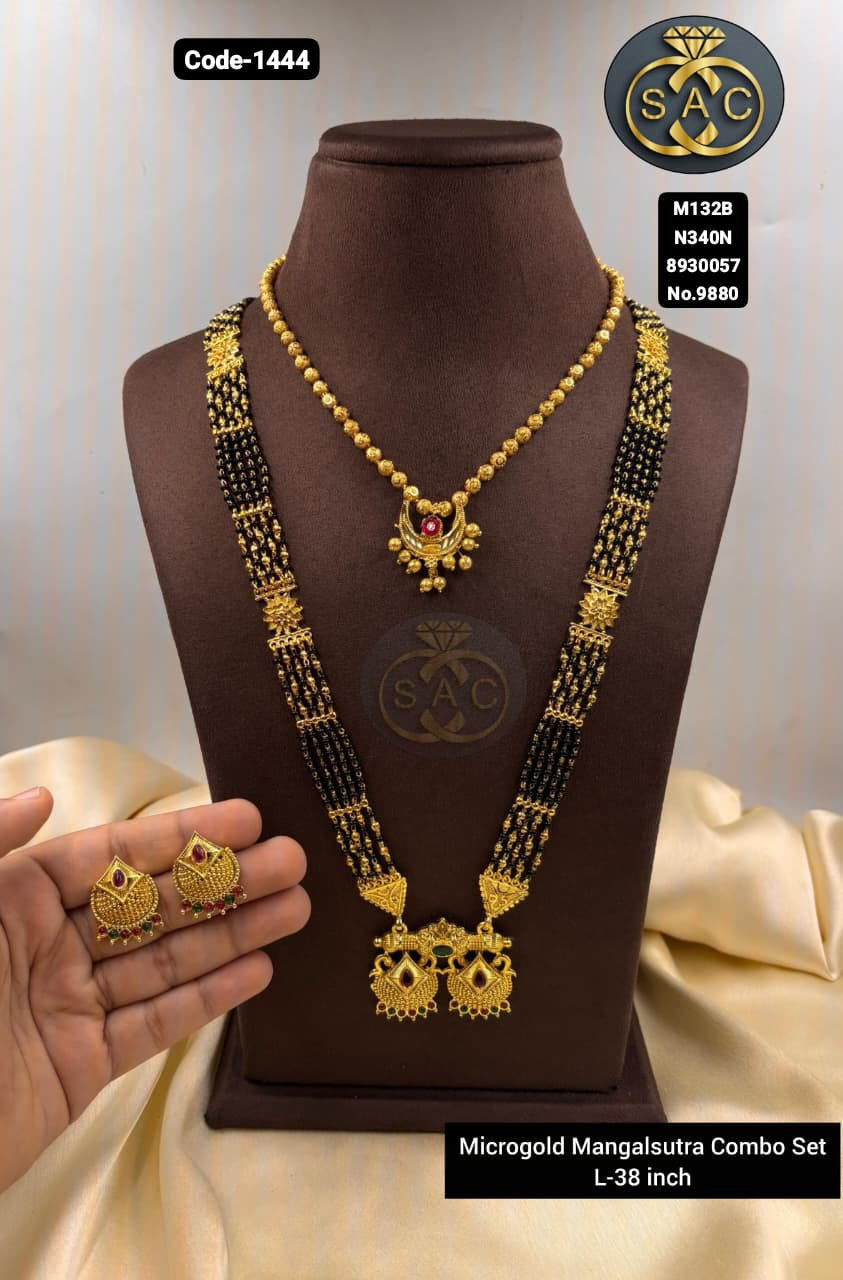 Micro Gold Mangalsutra Combo Set - 1444