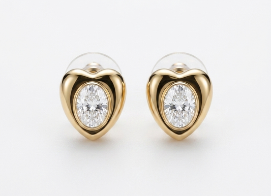 18 KT Gold Plated Elegant Heart Stud Earrings