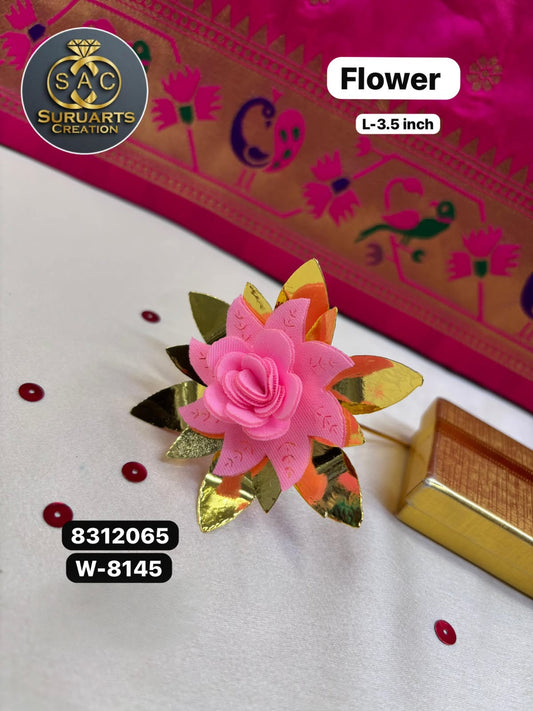 Gold Plated Ganesh Flower – 3.5 Inch | Premium Copper Temple Floral Ornament