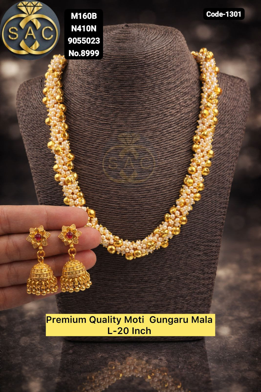 Premium Quality GHUNGARU MOTI MALA - 1301