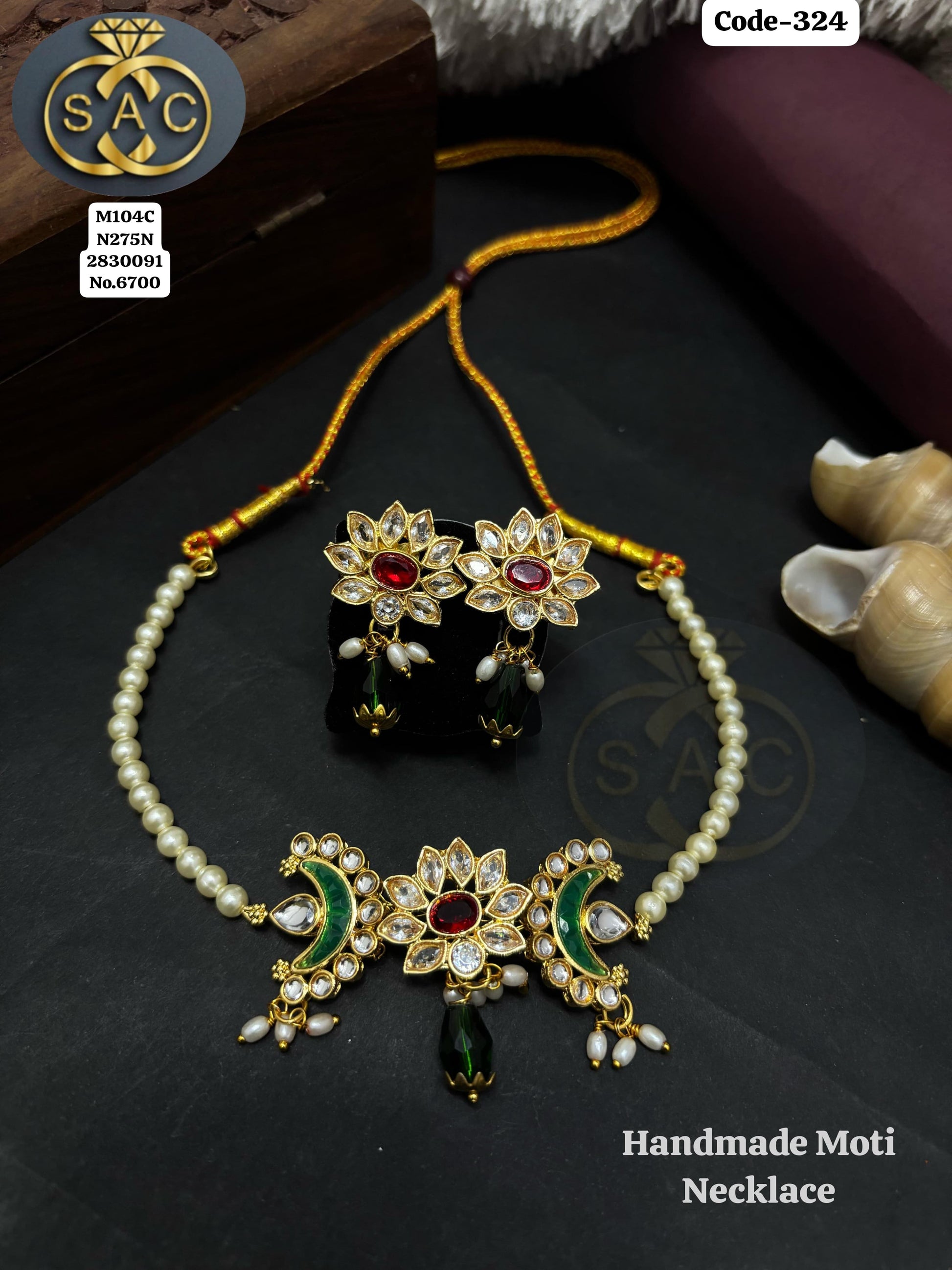 Handmade Moti necklace - 324