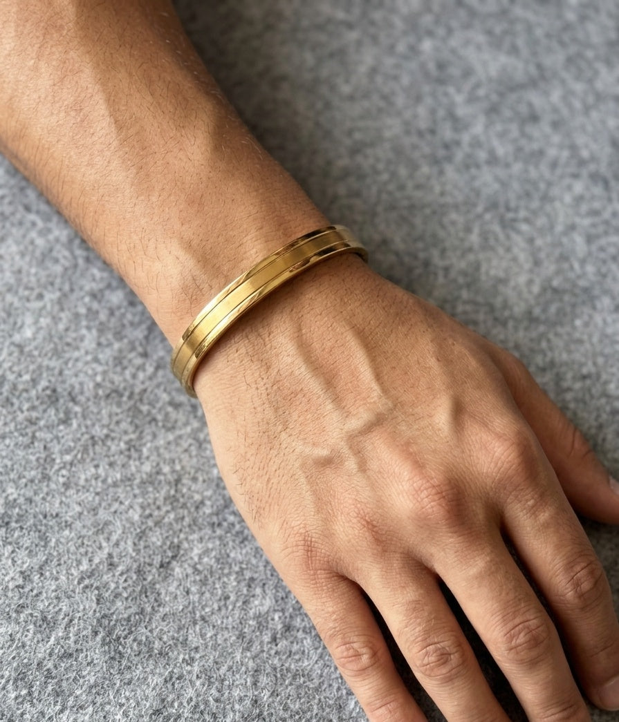Titan Edge 18KT Gold Plated Men's Cuff Bracelet