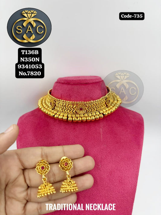 Premium Quality Treditional Short Necklace - 735
