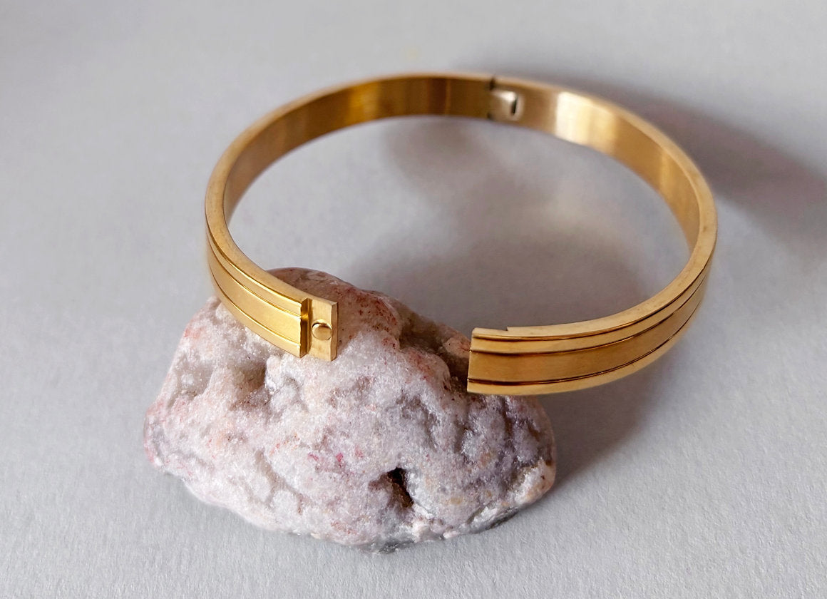 Titan Edge 18KT Gold Plated Men's Cuff Bracelet