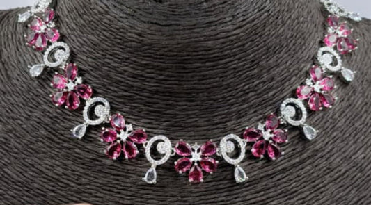 Fancy AD stone Necklace set - 1230
