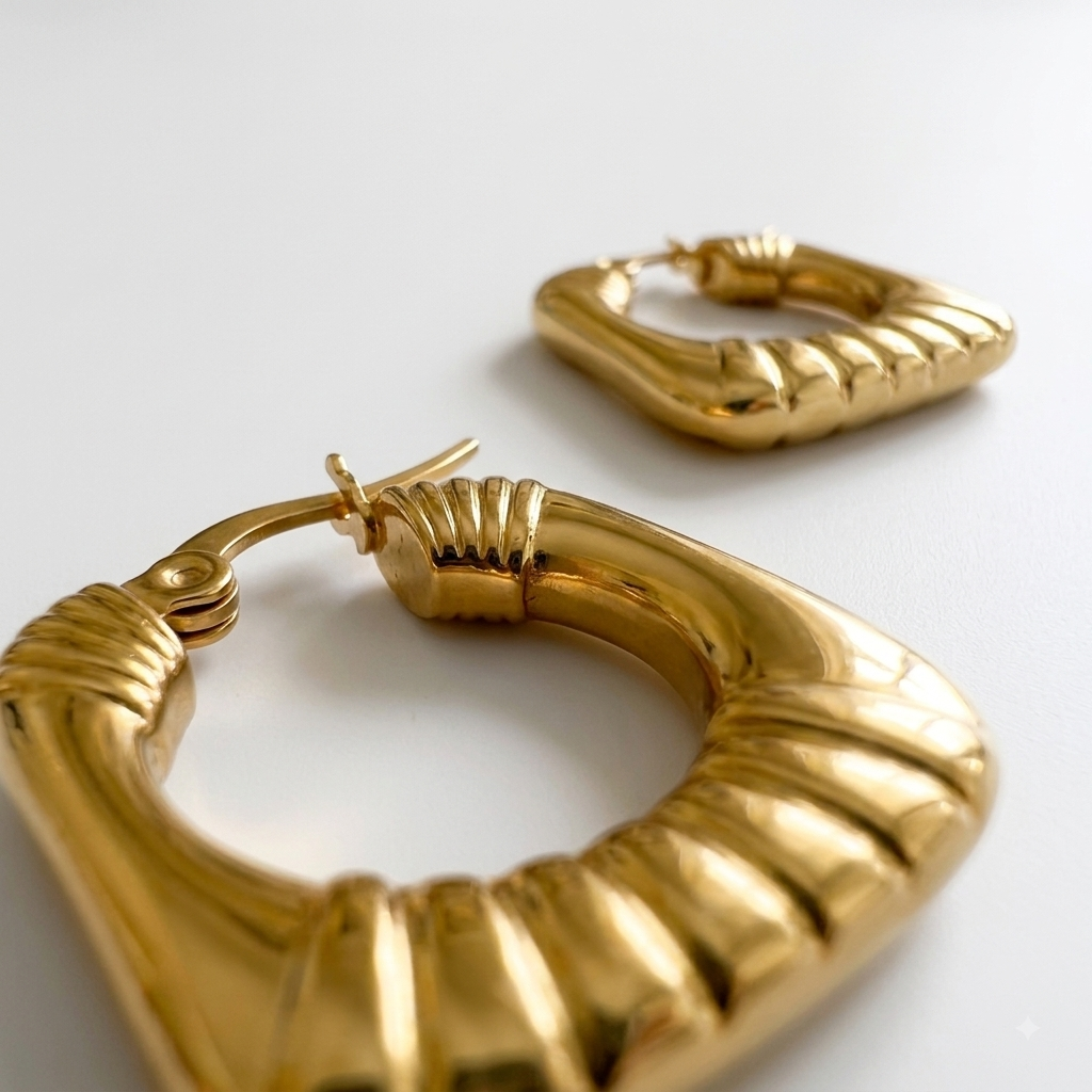 Sawyer Square Vintage Gold Hoop Earrings – 18 KT Gold Plated