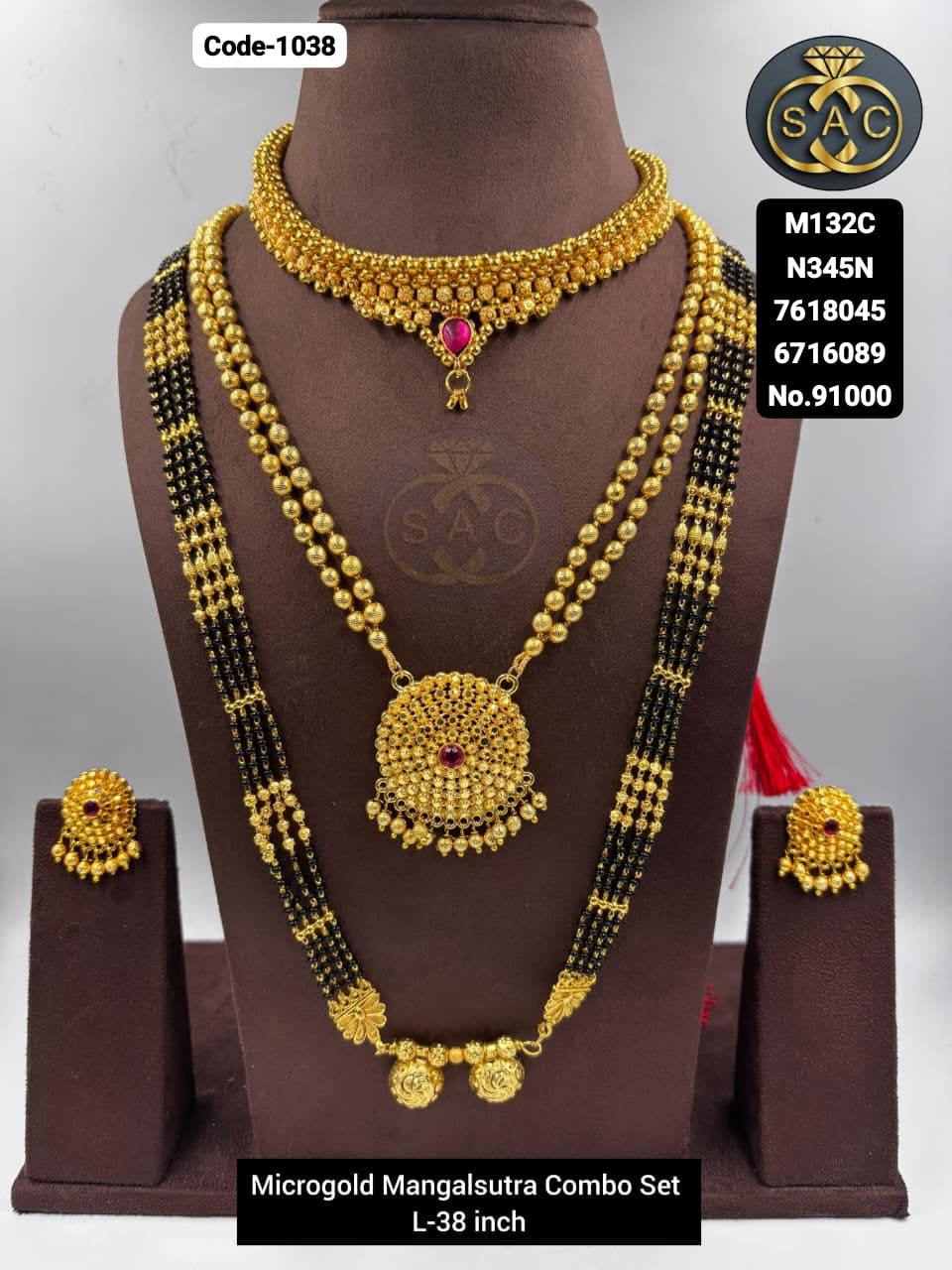 Micro Gold Mangalsutra combo Set - 1038