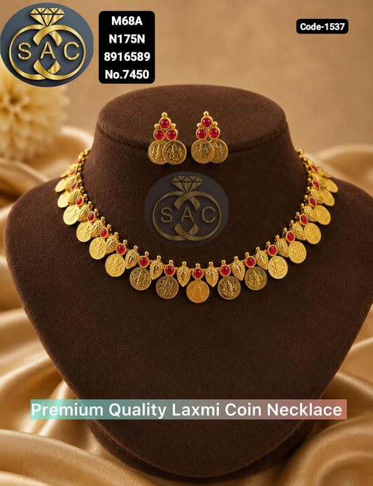 Premium Quality Laxmi Coin Necklac - 1537