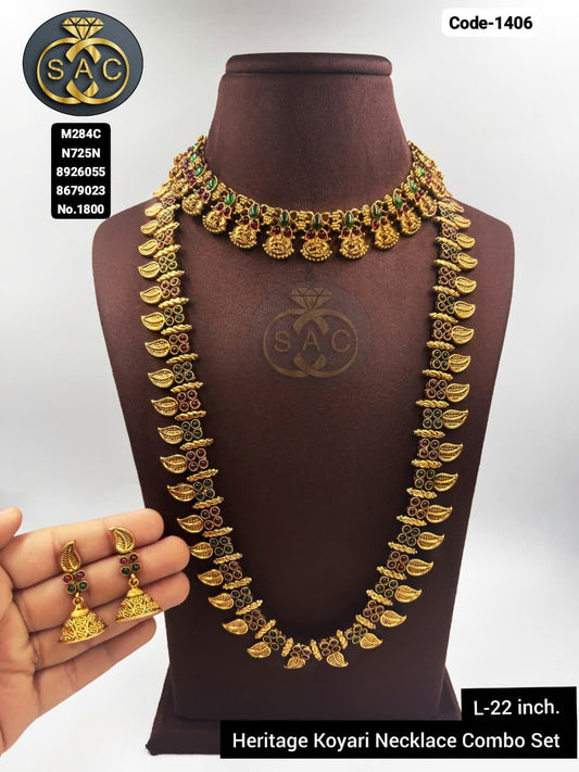 Premium Quality Heritage Koyari Necklace Combo Set - 1406