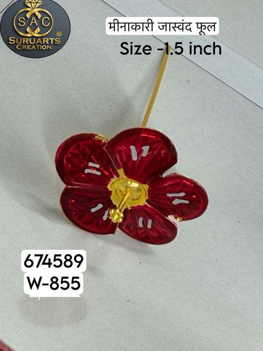 Gold Plated Ganesh Jaswand Flower 1.5 Inch for Ganesha Idol – Premium Copper