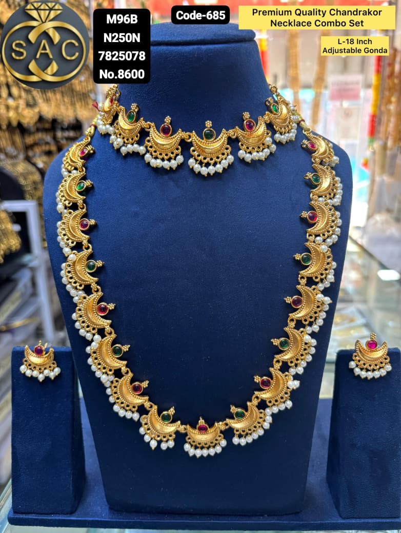 Premium Quality Chandrakor Necklace Combo Set - 685