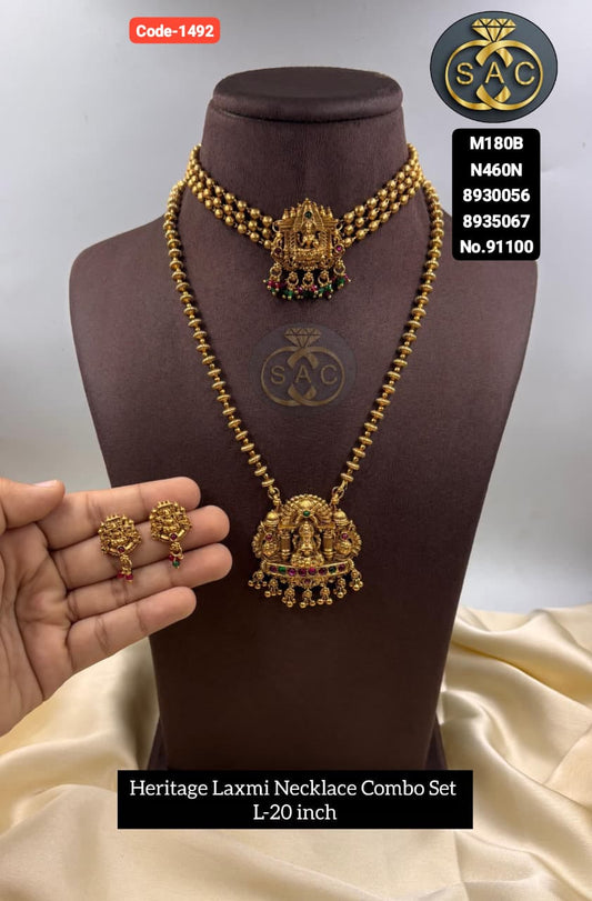 Heritage Laxmi Necklace Combo Set - 1492