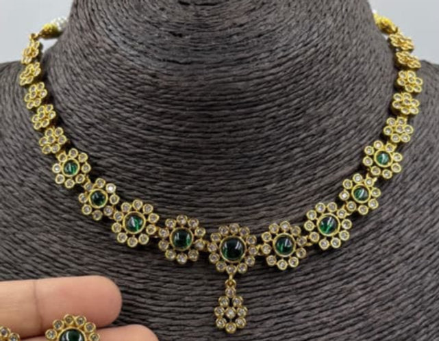 Fancy AD stone Necklace set - 1231